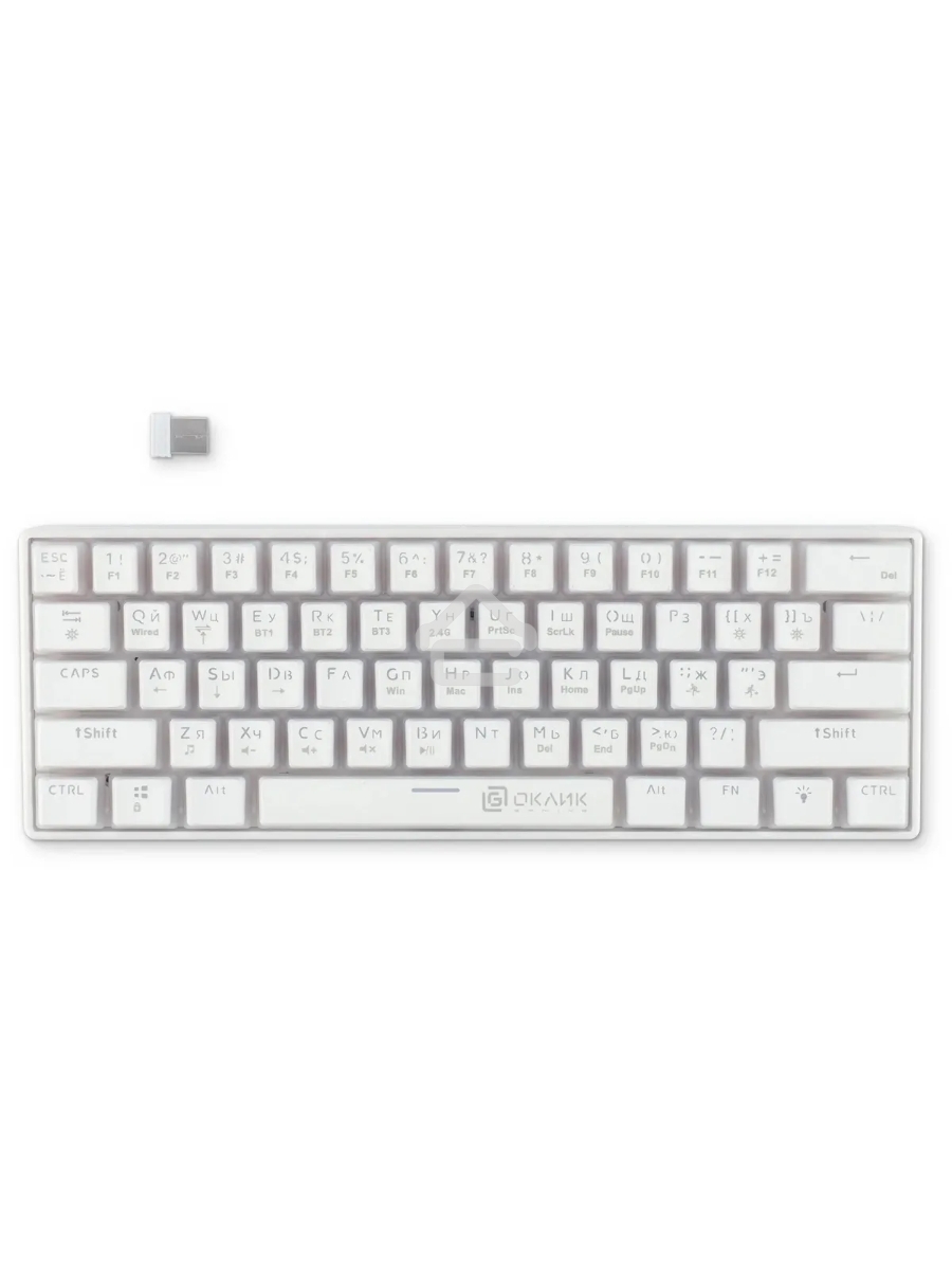 Клавиатура Oklick K763W (1920562) беспроводная, USB, Bluetooth/Радиоканал, белый