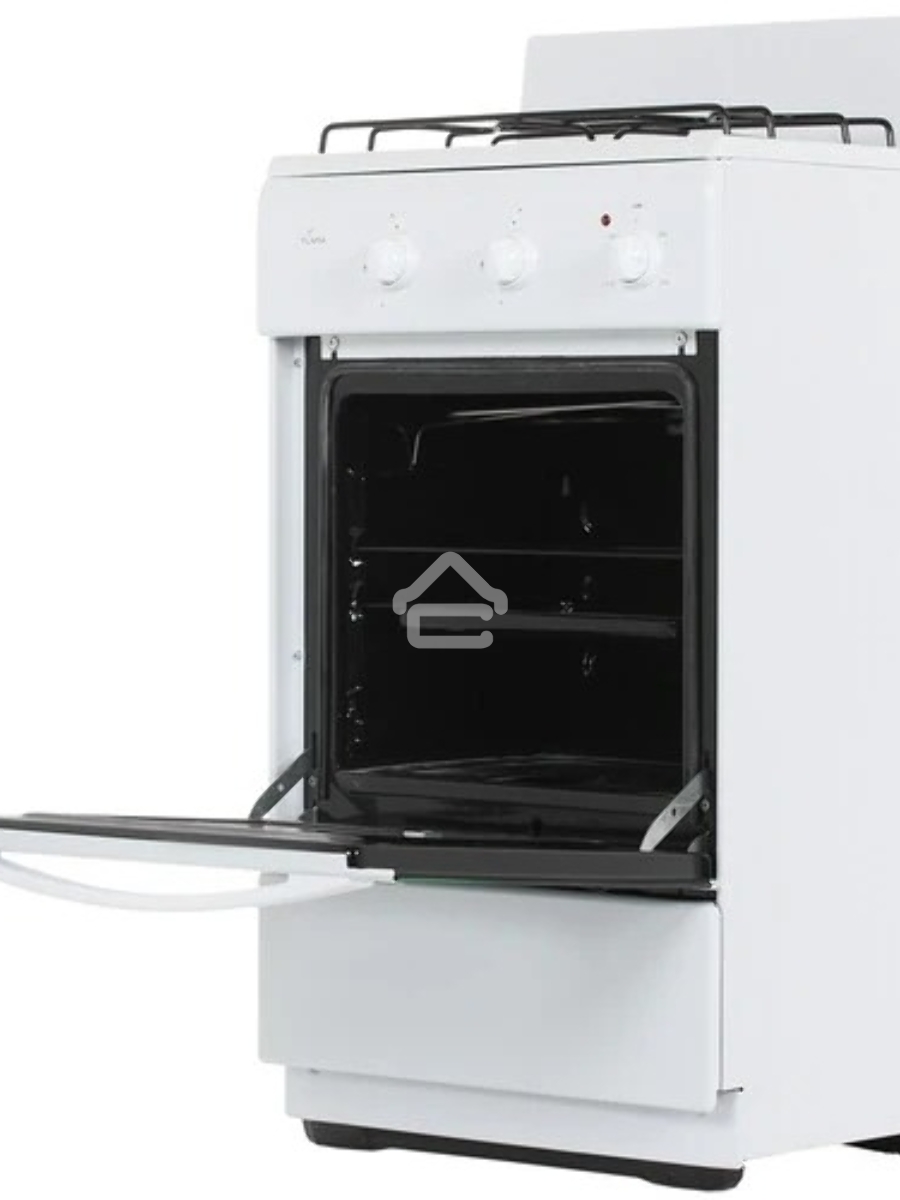 Плита комбинированная Flama CK 2201 W белый, конфорок 2 шт газовых, духовка 30 л, 50 см x 85 см x 38 см