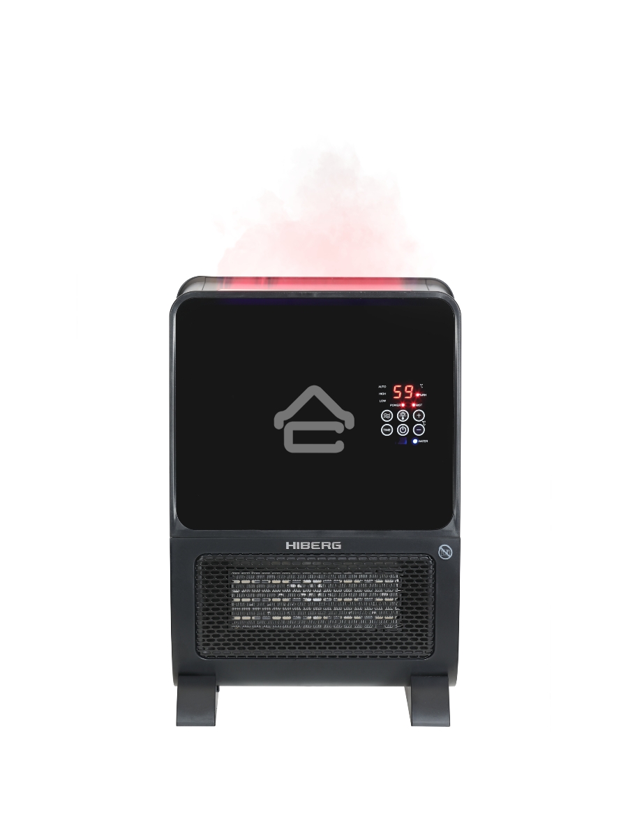 Тепловентилятор HIBERG TSH 3000 B, черный, 2000 Вт, 30 м2, с увлажнителем