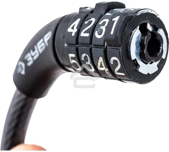 Замок тросовый ЗУБР Стандарт, кодовый, с неизменяемым кодом, длина троса - 1200мм, d 8мм. 37267-120