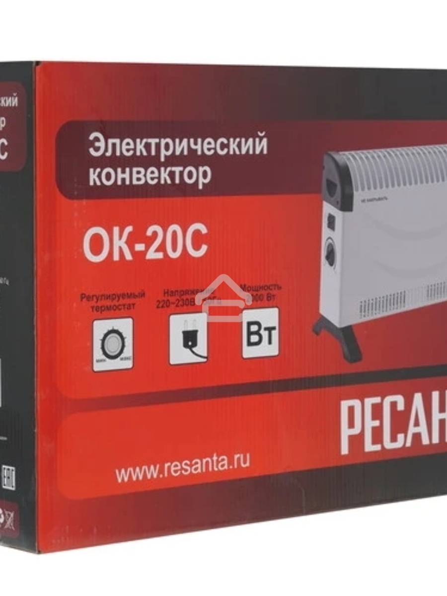 Конвектор Ресанта ОК-20С, белый, 2000 Вт, 25 м2, термостат 67/4/35