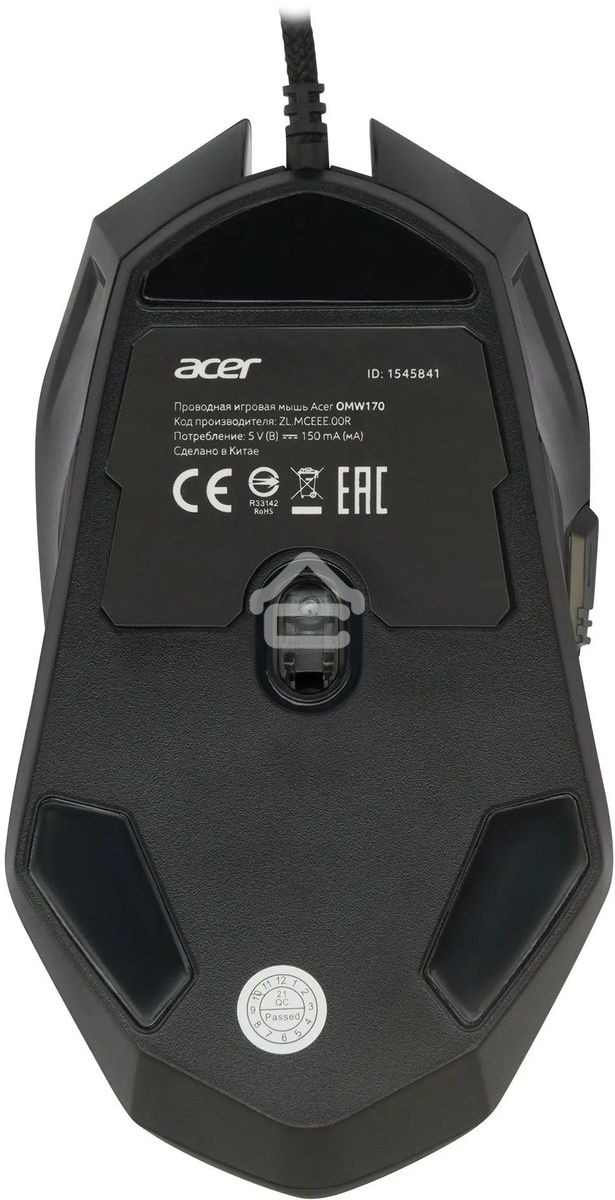 Мышь проводная Acer OMW170 черный, 3200 dpi, USB, кнопки - 6