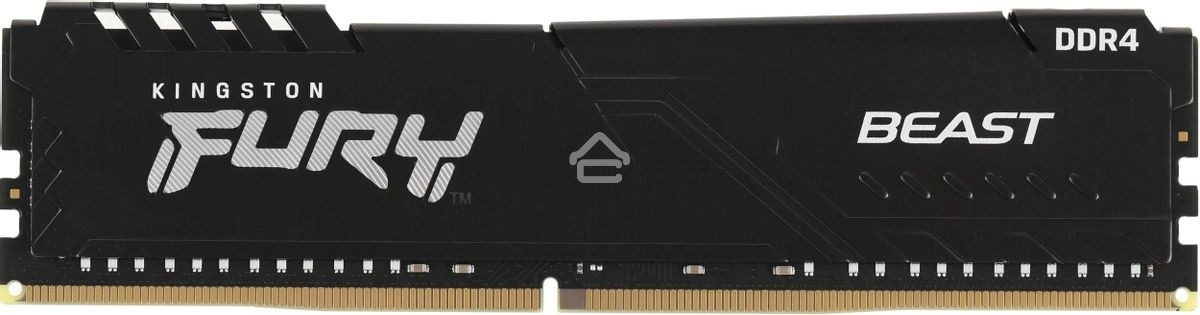 Оперативная память Kingston Fury Beast, DDR4, 16GB (1x16GB), 3200MHz, CL16, DIMM, с радиатором, черный