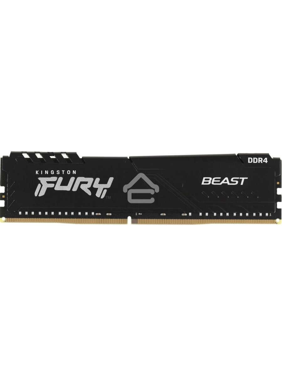 Оперативная память Kingston Fury Beast, DDR4, 16GB (1x16GB), 3200MHz, CL16, DIMM, с радиатором, чёрный
