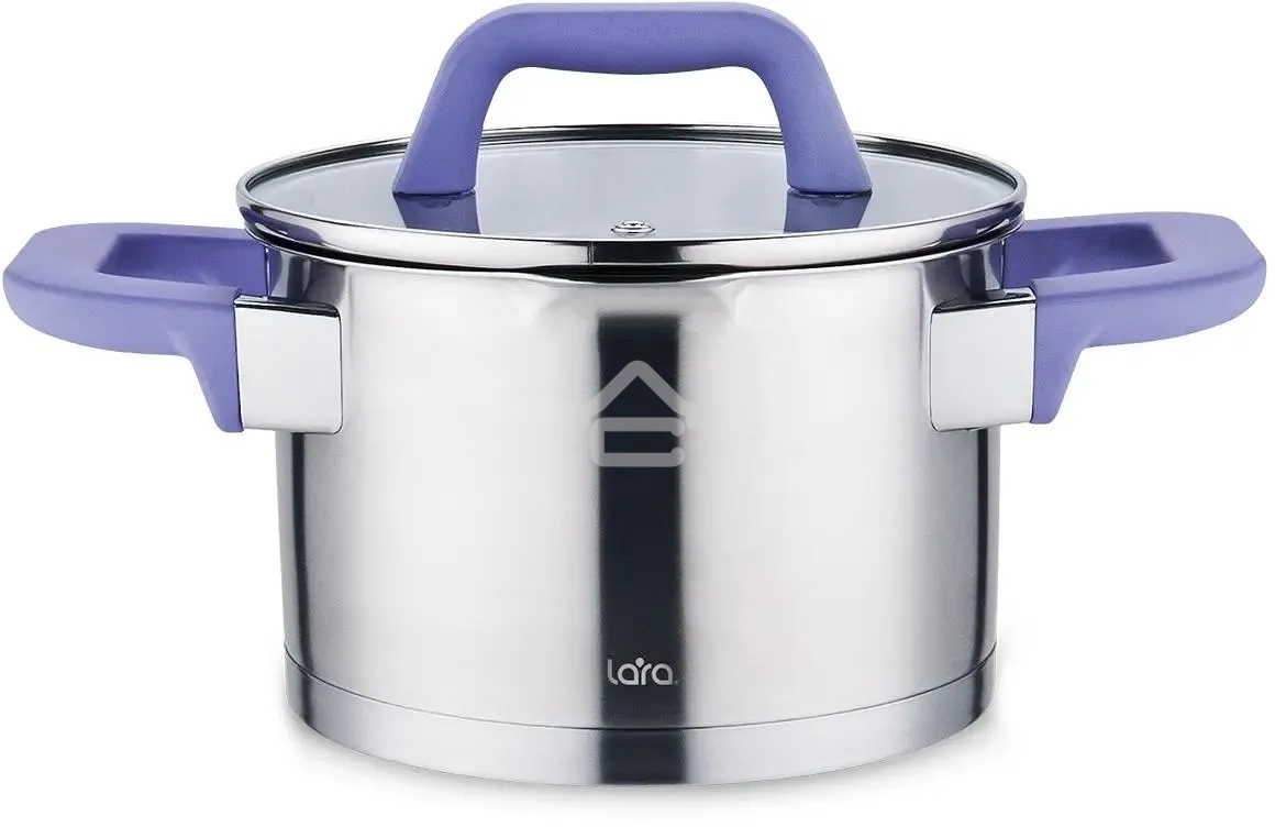 Кастрюля LARA LR02-251 Лаванда 2 л с крышкой, 16 см, нержавеющая сталь