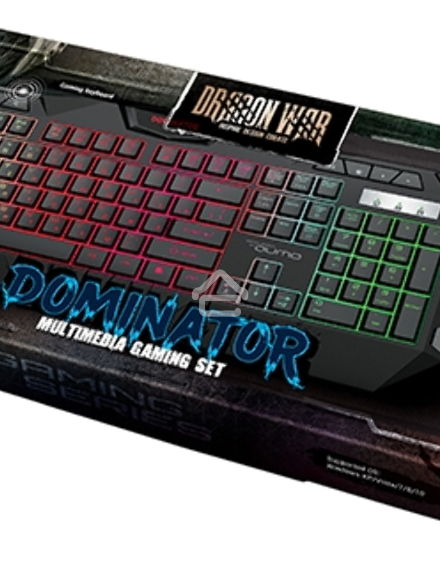 Игровой набор Qumo Dominator K66/M83, кл-ра проводная, 104+8 клавиш, подсветка радужная, мышь проводная, оптическая, 4 цвета, 1200/1600/2400/3200 dpi