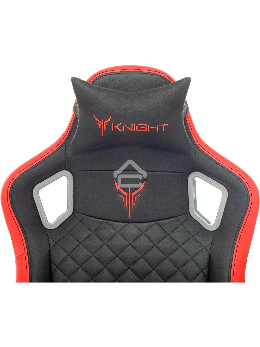 Кресло игровое Knight OUTRIDER черный/красный ромбик эко.кожа с подголов. крестовина металл