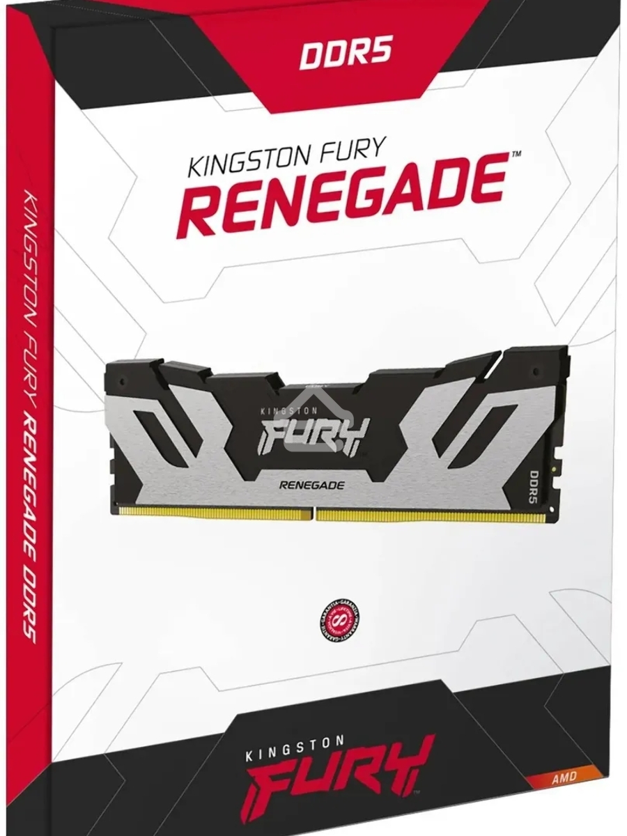 Оперативная память Kingston Fury Renegade, DDR5, 32GB (1x32GB), 6400MHz, CL32, DIMM, радиатор, серебристый/чёрный