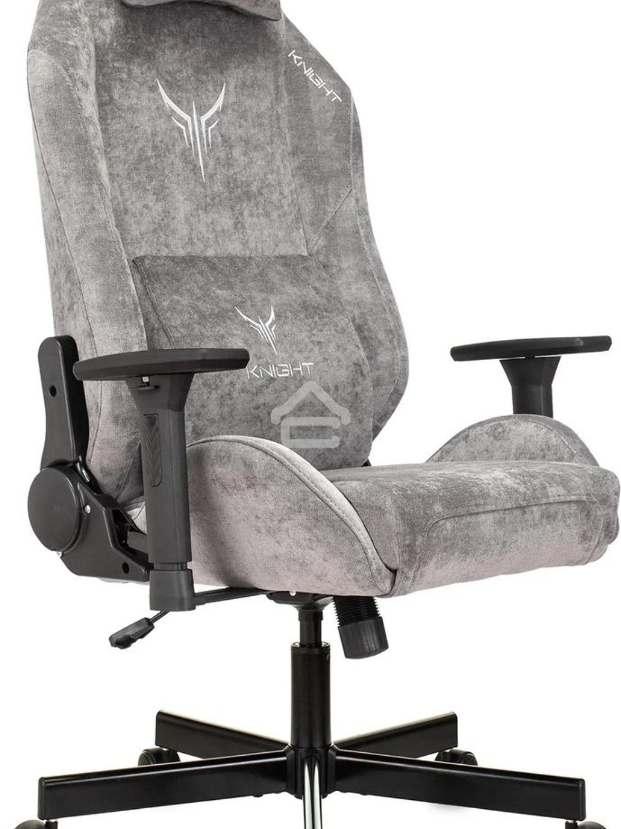 Кресло игровое Knight N1 Fabric серый Light-19 с подголов. крестовина металл