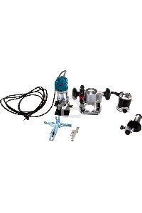 Фрезеры Makita RT0700CX2 Фрезер кромочный,{710Вт,10000-30000об\м,цанга-6-8мм,1.8кг,сум,прям направляющая,погруж и накл подошвы}