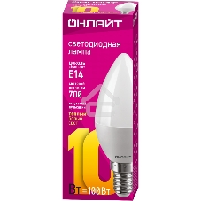Лампа светодиодная ОНЛАЙТ 61956 OLL-C37-10-230-2.7K-E14-FR