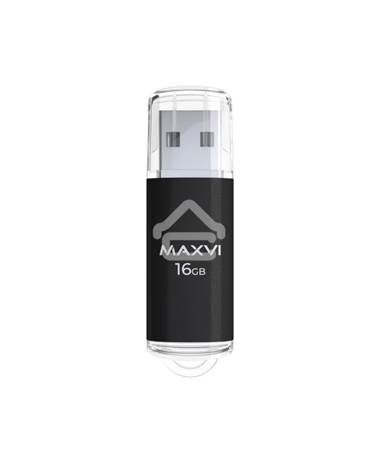 Флешка USB R/W Maxvi MP 16GB USB 2.0 black, монолит с колпачком, металл + ABS пластик