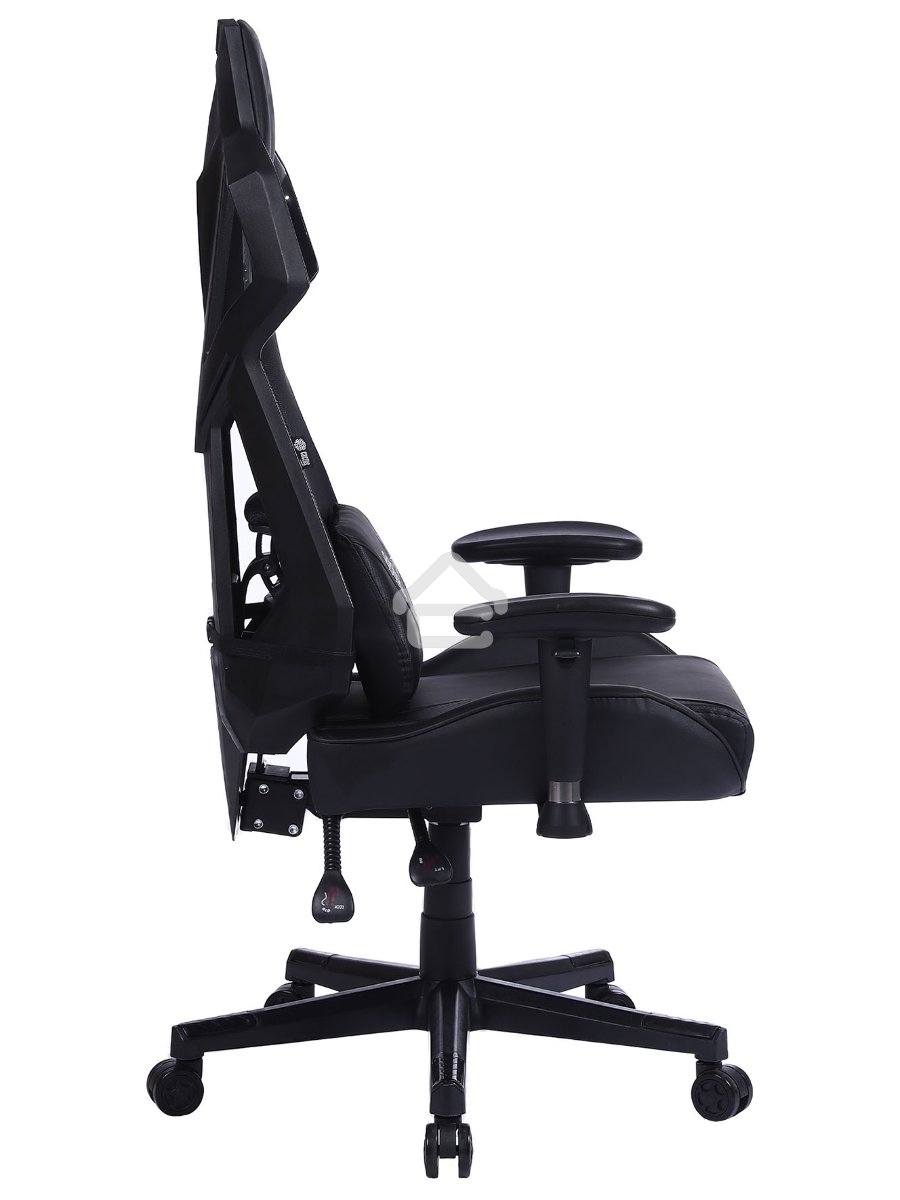 Кресло игровое Cactus CS-CHR-090BL черный, сиденье черный, эко.кожа, крестовина пластик, пластик черный