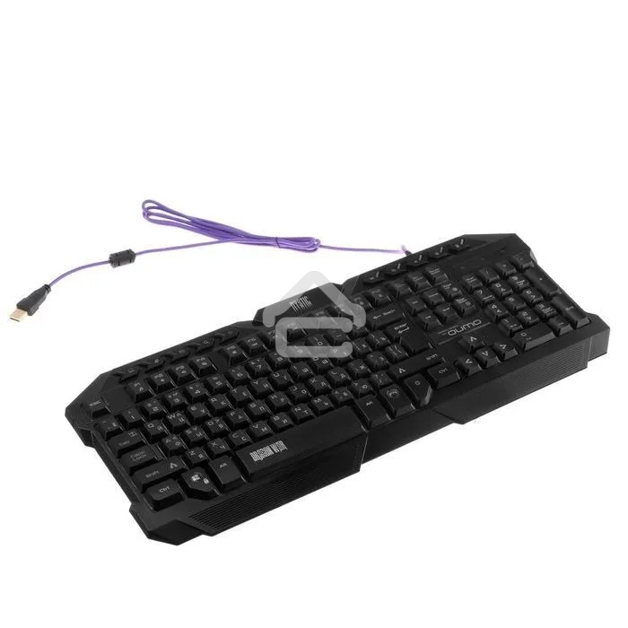 Игровой набор Qumo Mystic K58/M76, кл-ра проводная 104 + 10 клавиш мультимедиа, встроенные подсветки общая + кнопок 3 цвета, мышь проводная, оптическая, 1200/1600/2400/3200 dpi с подсветкой, коврик