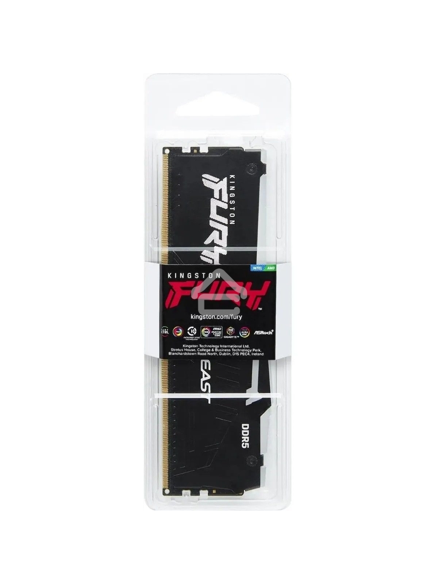 Оперативная память Kingston Fury Beast, DDR5, 16GB (1x16GB), 6800MHz, CL34, DIMM, с радиатором, RGB, чёрный