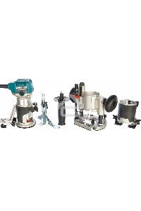 Фрезеры Makita RT0700CX2 Фрезер кромочный,{710Вт,10000-30000об\м,цанга-6-8мм,1.8кг,сум,прям направляющая,погруж и накл подошвы}