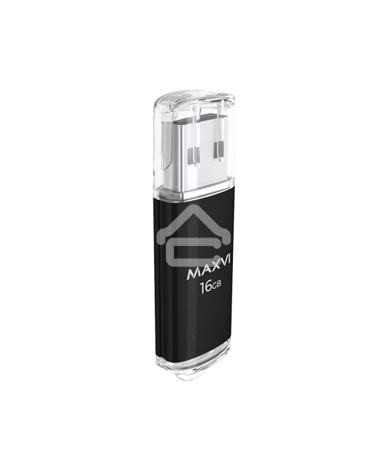 Флешка USB R/W Maxvi MP 16GB USB 2.0 black, монолит с колпачком, металл + ABS пластик