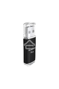 Флеш диск Maxvi MP 16GB USB 2.0 black, монолит с колпачком, металл + ABS пластик