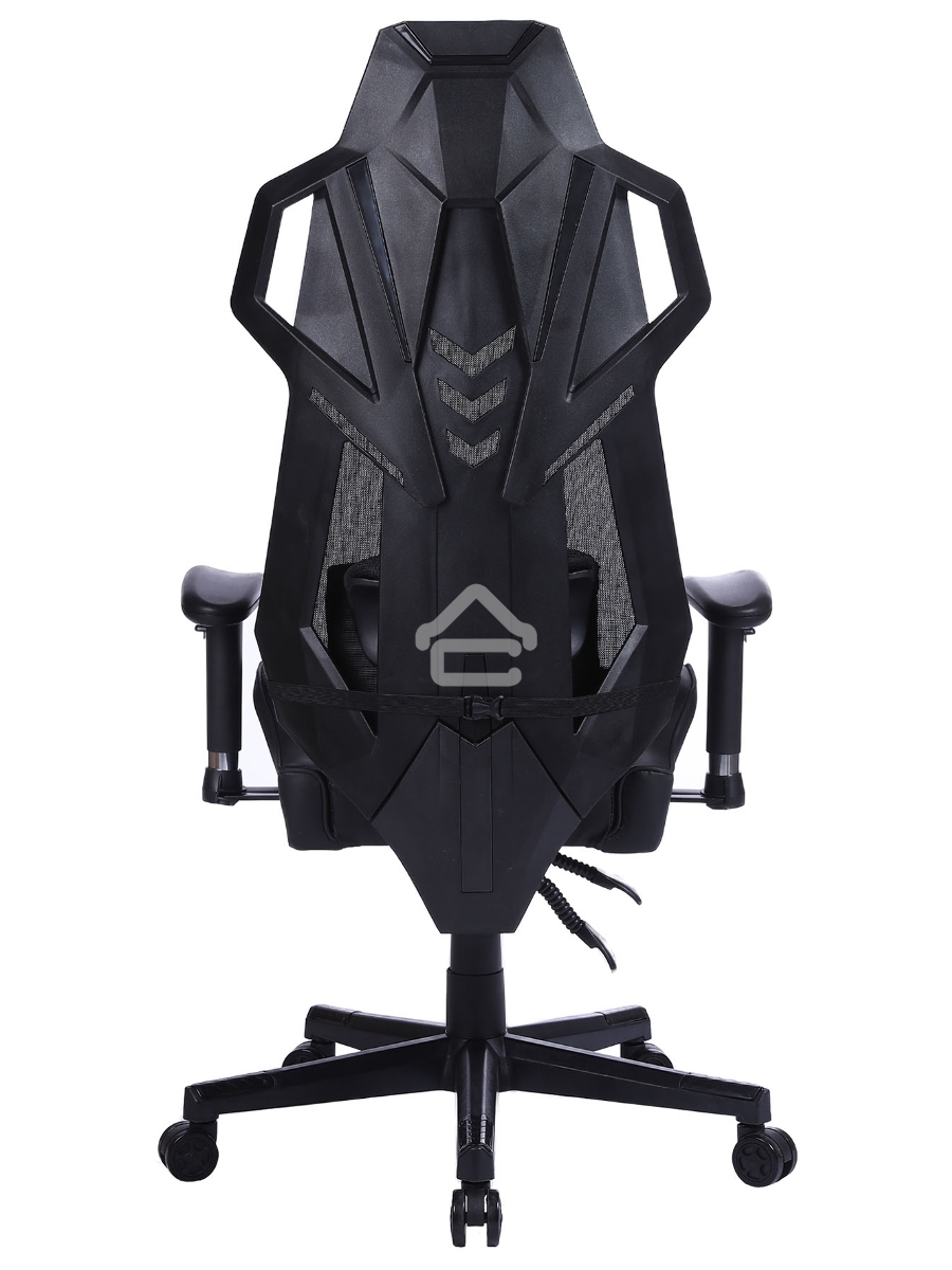 Кресло игровое Cactus CS-CHR-090BL черный, сиденье черный, эко.кожа, крестовина пластик, пластик черный