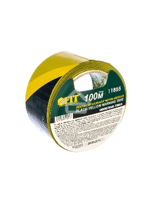 Лента сигнальная FIT IT 11855 черно-желтая, 50*100 м