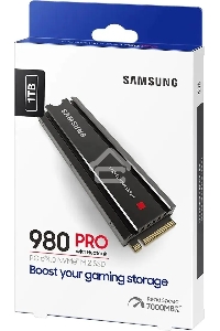 Накопитель SSD Samsung 980 PRO, 1TB, PCIe 4.0 x4, M.2 2280, NVMe, R/W 7000/5000, с радиатором