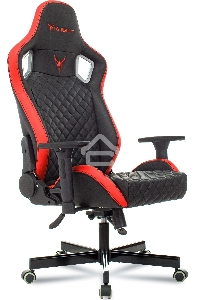 Кресло игровое Knight OUTRIDER черный/красный ромбик эко.кожа с подголов. крестовина металл