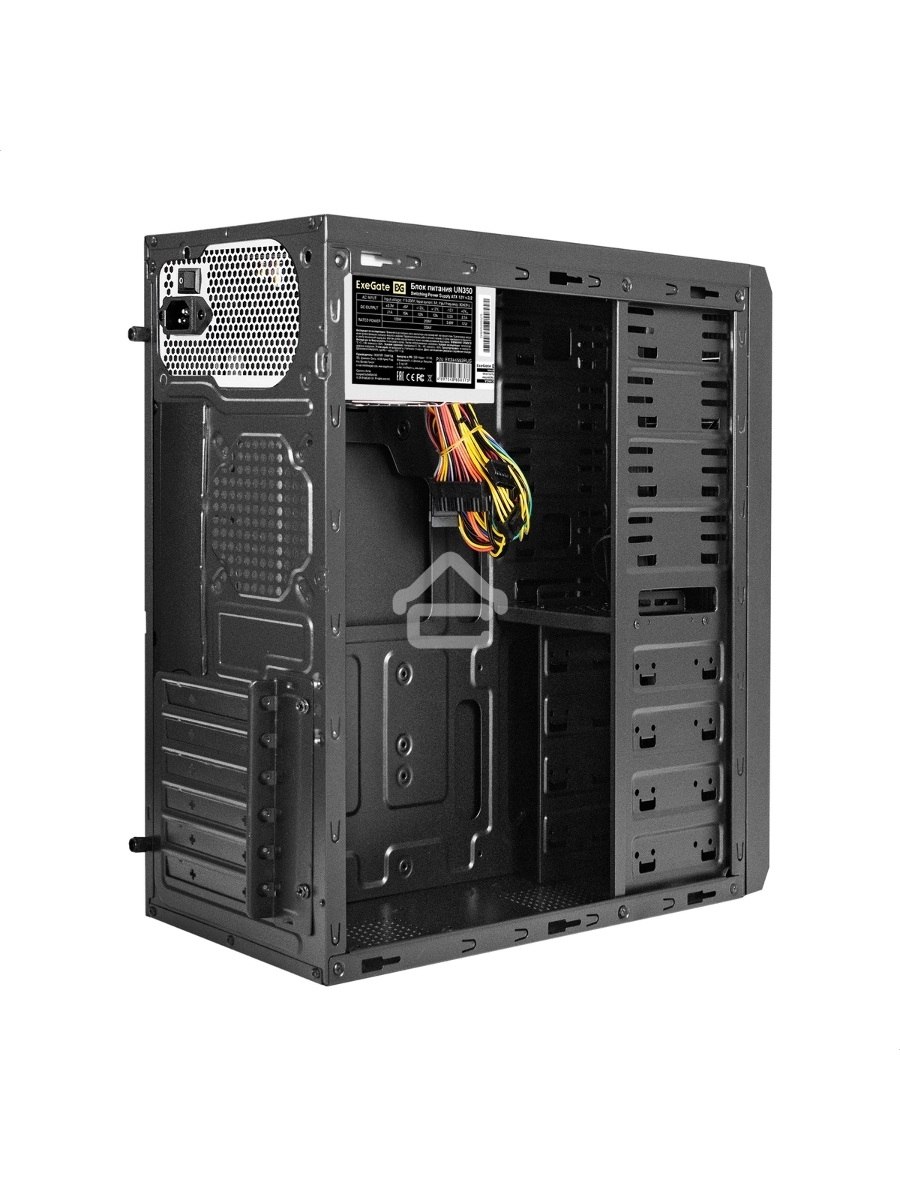 Компьютерный корпус Miditower ExeGate UN-605B Black, ATX, <UN350, 120mm>, 2*USB, Audio, замок блокировки кнопки питания