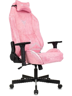 Кресло игровое Knight N1 Fabric розовый Velvet 36 с подголов. крестовина металл