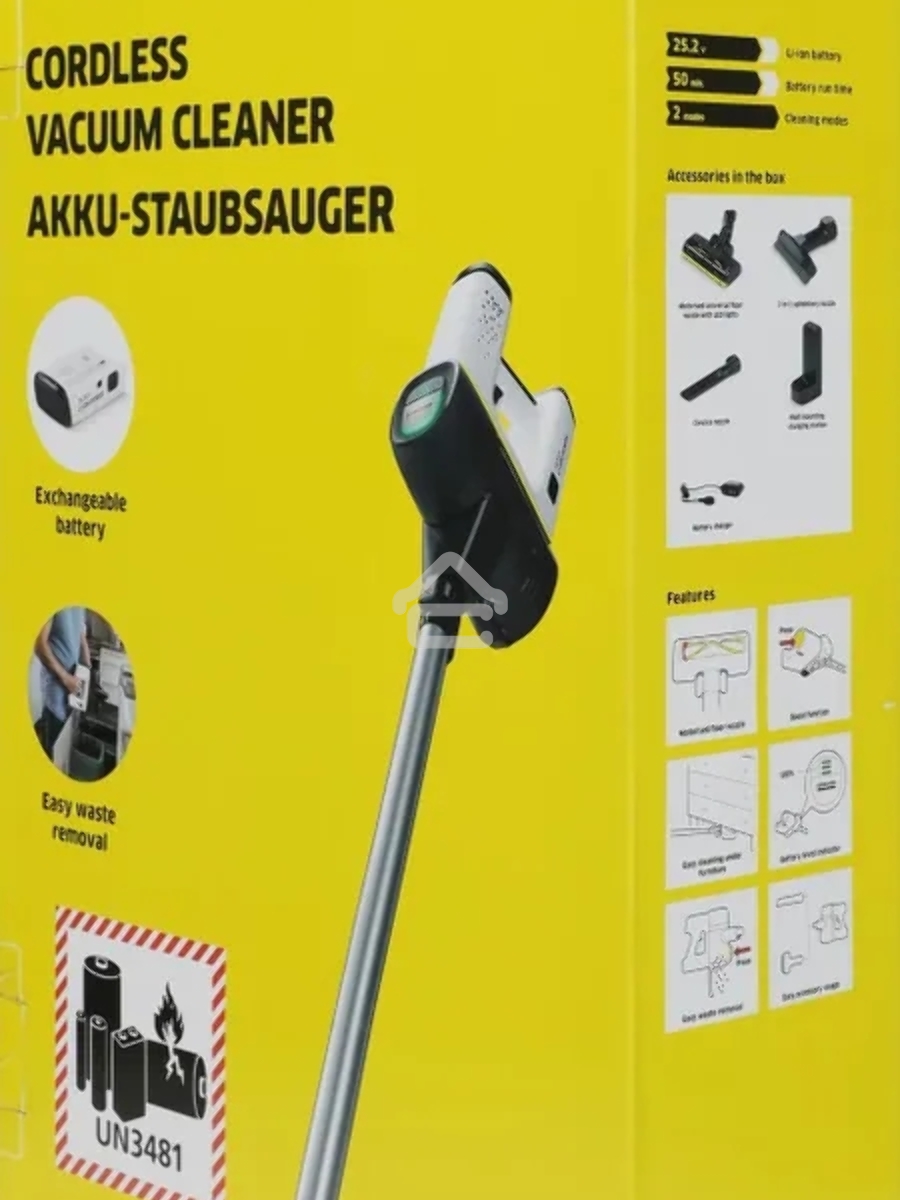 Пылесос вертикальный/ручной Karcher VC 6 Cordless ourFamily белый/чёрный, питание от аккумулятора, 250 Вт, уборка сухая, пылесборник 0.8 л, работа от АКБ max - 50 мин