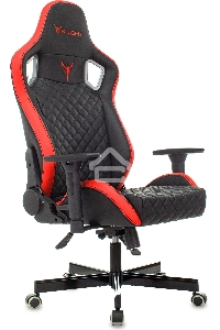 Кресло игровое Knight OUTRIDER черный/красный ромбик эко.кожа с подголов. крестовина металл