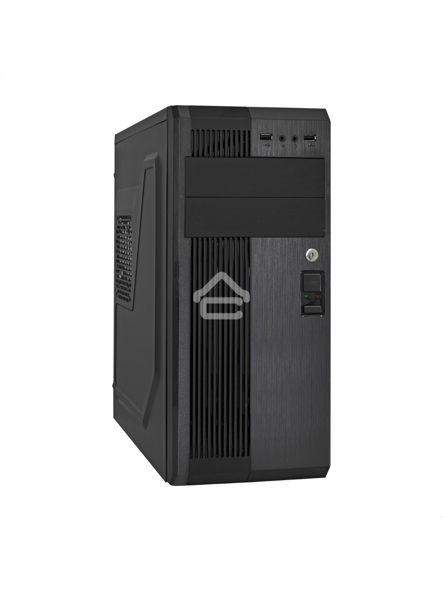 Компьютерный корпус Miditower ExeGate UN-605B Black, ATX, <UN350, 120mm>, 2*USB, Audio, замок блокировки кнопки питания