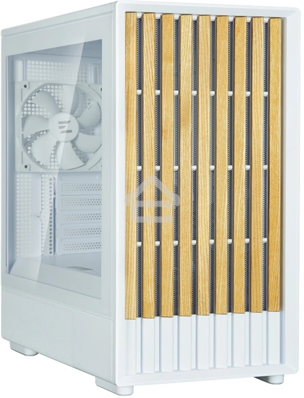 Компьютерный корпус Zalman P10 NAMU, MATX, белый, WINDOW, FRONT COVER WALNUT, 2x3.5
