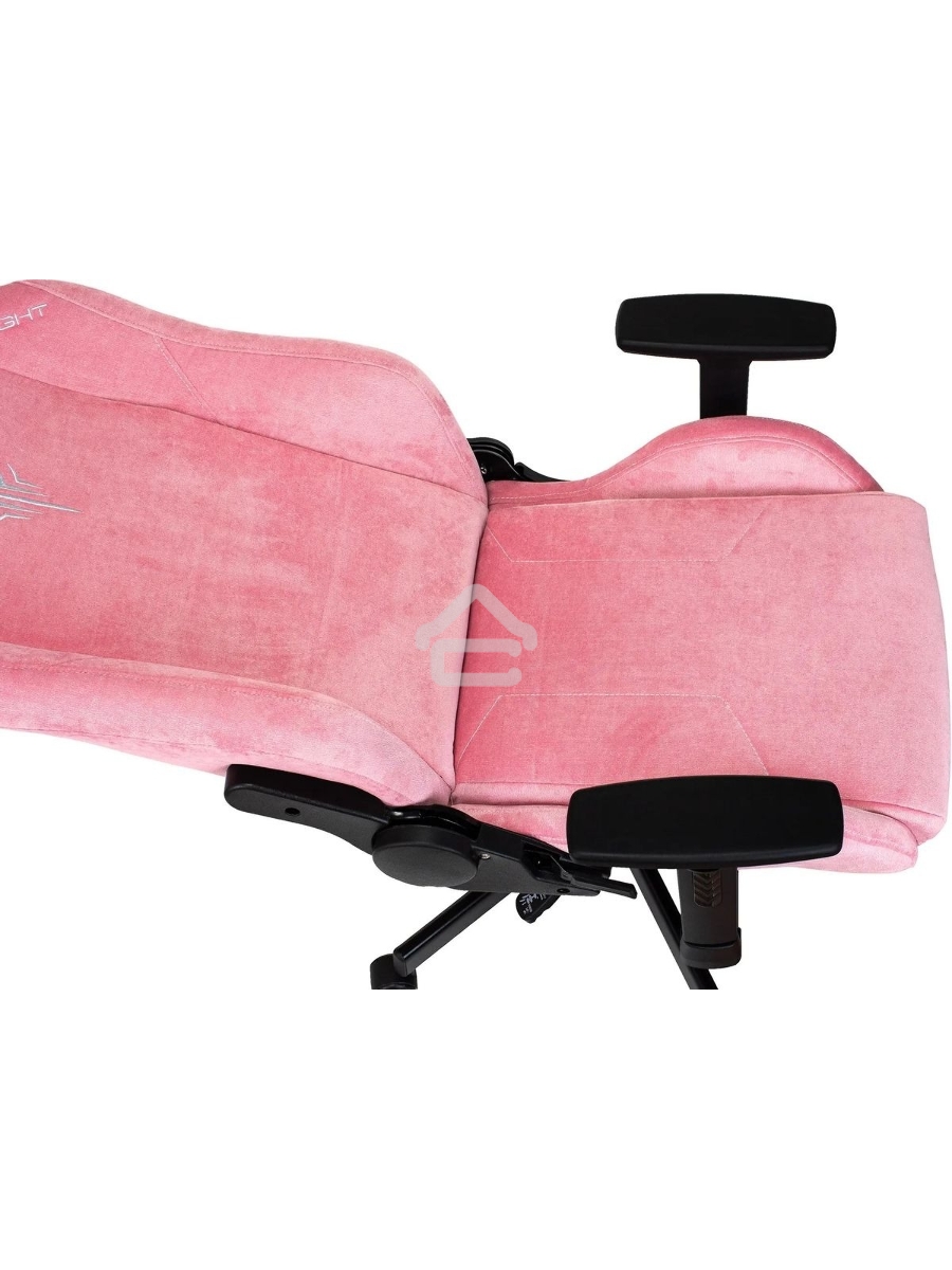 Кресло игровое Knight N1 Fabric розовый Velvet 36 с подголов. крестовина металл