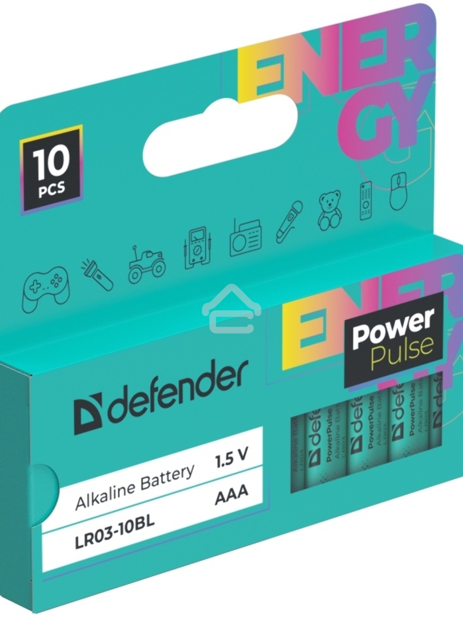 Батарейка алкалиновая Defender  LR03-10BL ААА,блистер,10 шт.,PowerPulse