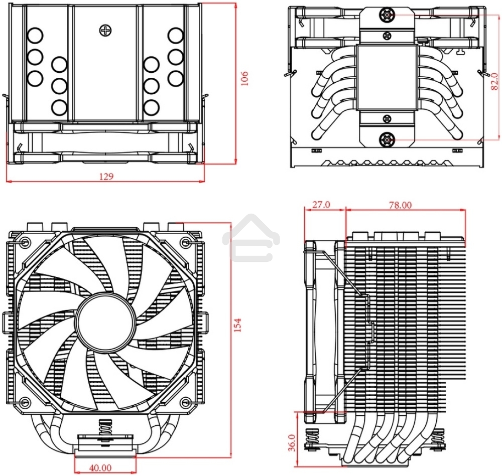 Кулер ID-COOLING SE-226-XT черный 120мм алюминий+медь 1800rpm 35db 4-pin 250W 154мм