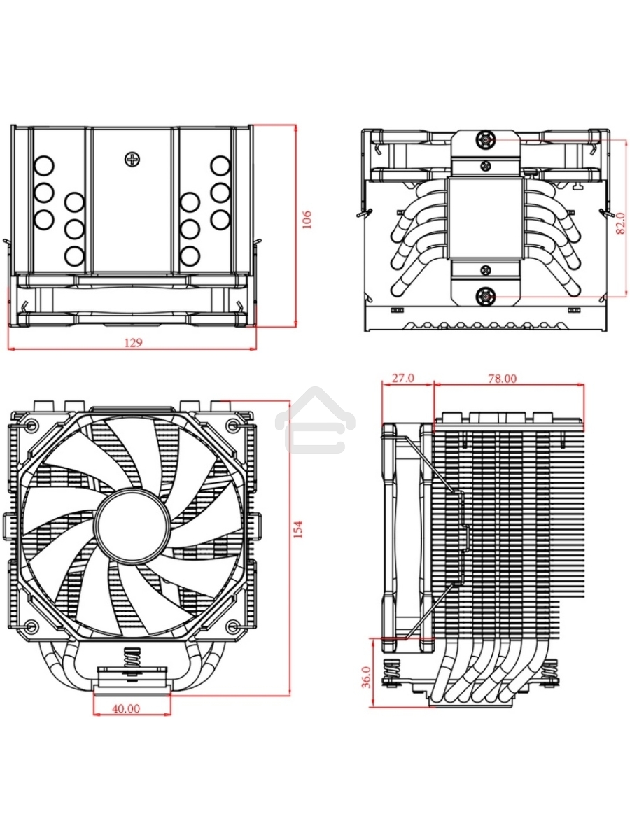 Кулер ID-COOLING SE-226-XT черный 120мм алюминий+медь 1800rpm 35db 4-pin 250W 154мм