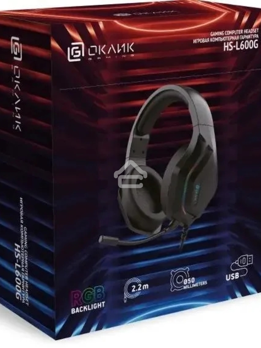 Наушники с микрофоном Oklick HS-L600G черный 2.2м мониторные USB оголовье (1939588)