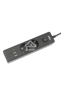 Бытовой удлинитель PowerCube, 2р с/з вык.,3USB, 3500 Вт, 16А, 1.9 м, 3*1,0 (черный) PC-5B-2M