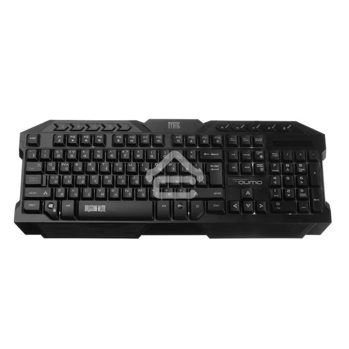 Игровой набор Qumo Mystic K58/M76, кл-ра проводная 104 + 10 клавиш мультимедиа, встроенные подсветки общая + кнопок 3 цвета, мышь проводная, оптическая, 1200/1600/2400/3200 dpi с подсветкой, коврик