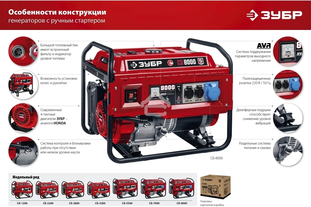 Электрогенератор бензиновый ЗУБР СБ-3300, 3.3 кВт, 72 дБ, 44 кг