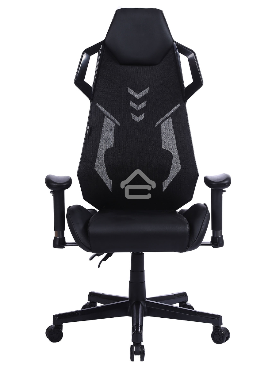 Кресло игровое Cactus CS-CHR-090BL черный, сиденье черный, эко.кожа, крестовина пластик, пластик черный