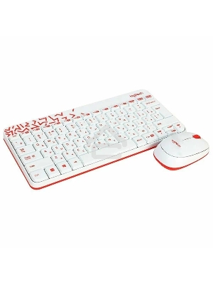 Комплект беспроводной клавиатура+мышь Logitech MK240 White/Red  (920-008160)