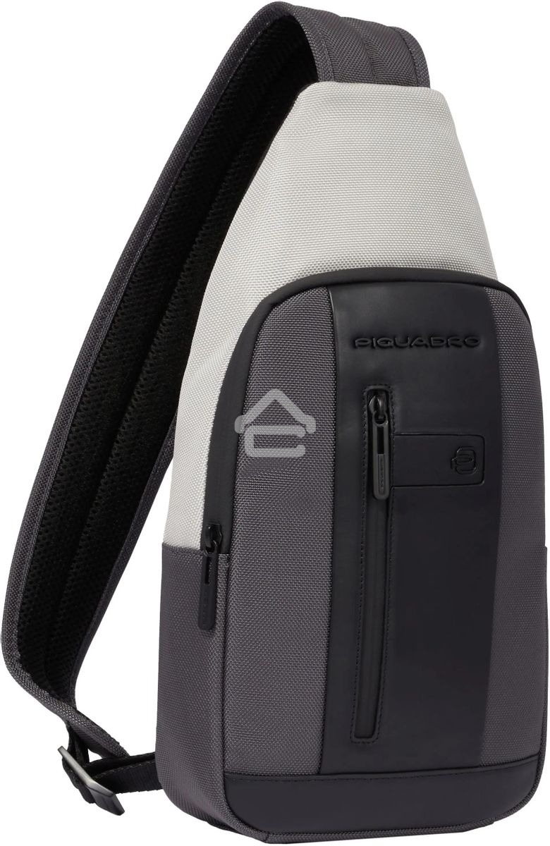 Рюкзак слинг мужской Piquadro Brief2 Special CA4536BR2S/GRN, нейлон/натур.кожа, серый/черный