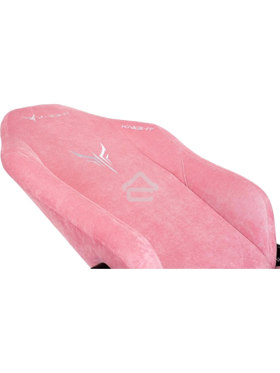 Кресло игровое Knight N1 Fabric розовый Velvet 36 с подголов. крестовина металл