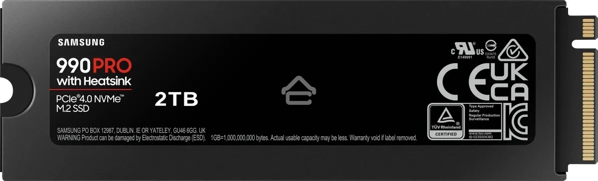 Накопитель SSD Samsung 990 PRO, 2000Gb, PCIe 4.0 x4, M.2 2280, NVMe, R/W 7450/6900, с радиатором