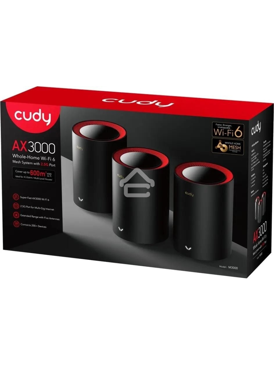 Wi-Fi Mesh-система/ AX3000 Wi-Fi 6 Mesh 2.5G Solution 3-Pack, Dual-Band,  Chipset MT7981BA+MT7976CN+RTL8221B, 802.11ax/ac/a/b/g/n,  2402Mbps at 5GHz + 574Mbps at 2.4GHz,  2.5G WAN+GE LAN, 5 internal antennas,  MU-MIMO, DDNS, Zerotier/Wireguard/OpenVPN/IPS