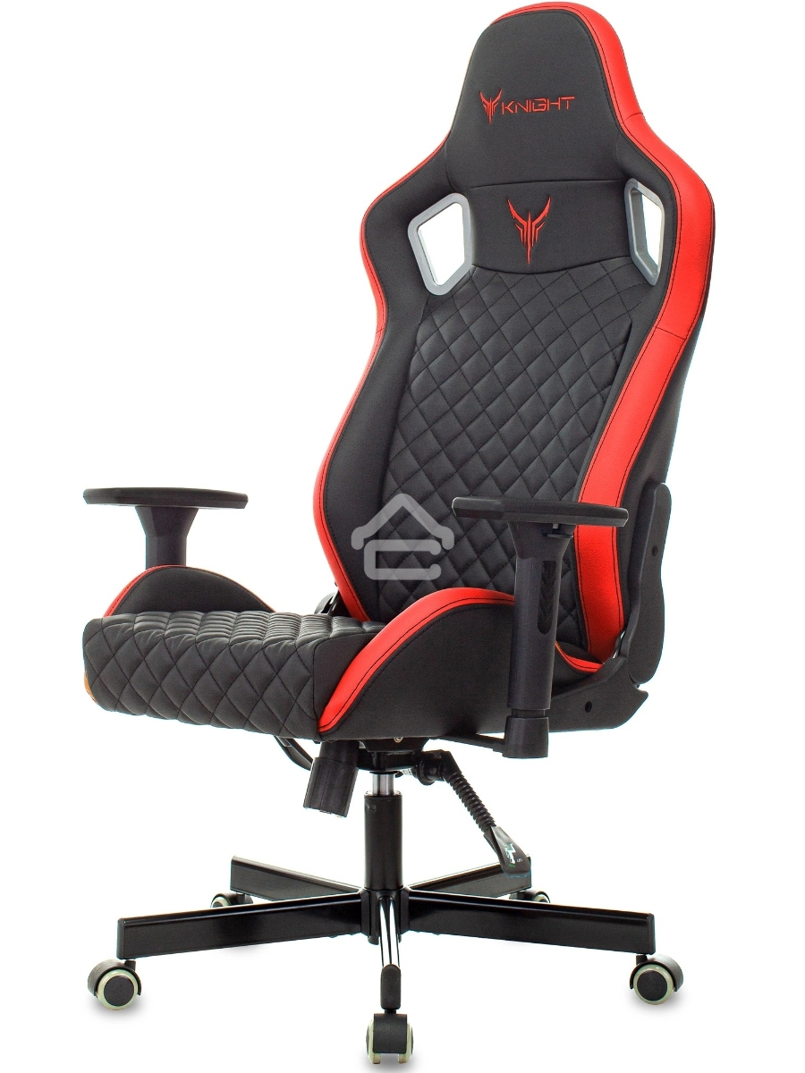 Кресло игровое Knight OUTRIDER черный/красный ромбик эко.кожа с подголов. крестовина металл