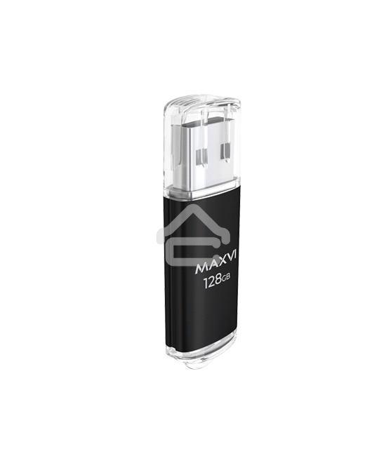 Флешка USB R/W Maxvi MP 128GB USB 2.0 black, монолит с колпачком, металл + ABS пластик