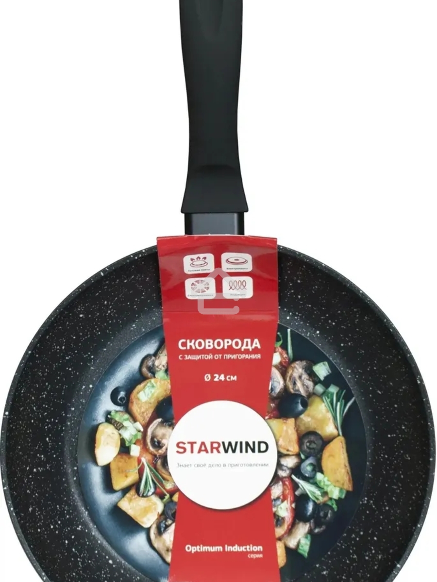 Сковорода Starwind Optimum induction SW-OPI2024 круглая 24см покрытие: Skandia X-treme ручка несъемная (без крышки) черный