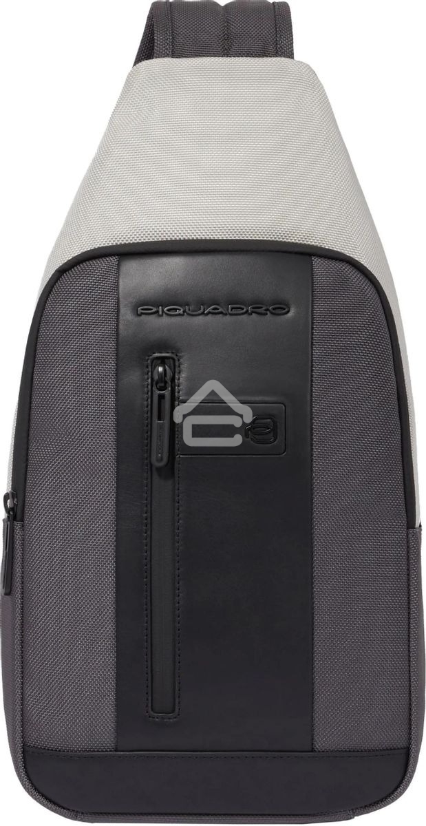 Рюкзак слинг мужской Piquadro Brief2 Special CA4536BR2S/GRN, нейлон/натур.кожа, серый/черный